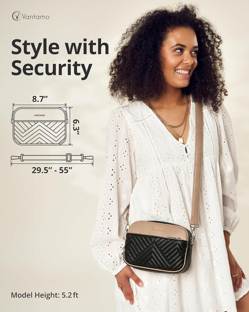 Vantamo Crossbody Bags For Women with Anti-Pickpocket Clip, Premium Purses for Women, Adjustable Strap Handbags & Gift Box - Image 2